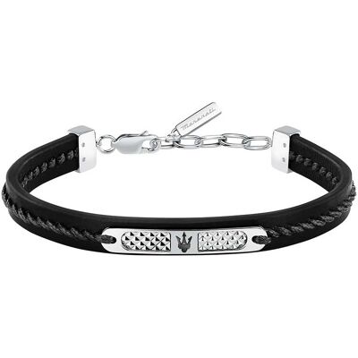 Maserati Brățară modernă din piele neagră pentru bărbați Leather JM525AVE29 Maserati Brățară modernă din piele neagră pentru bărbați Leather JM525AVE29