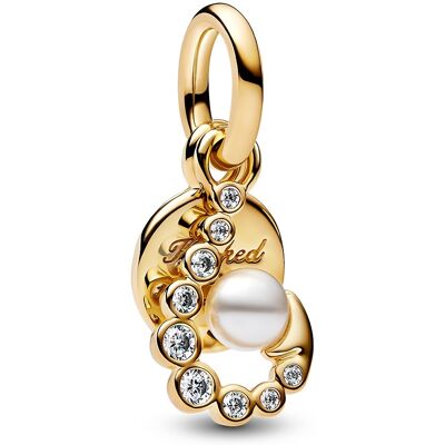 Pandora Pandantiv dublu cu zirconii și perlă artificială Shine 763891C01 Pandora Pandantiv dublu cu zirconii și perlă artificială Shine 763891C01
