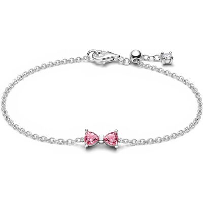 Pandora Brățară delicată din argint Fundiță roz Timeless 594234C01 20 cm Pandora Brățară delicată din argint Fundiță roz Timeless 594234C01 20 cm
