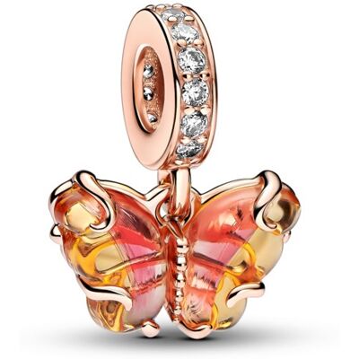 Pandora Pandantiv placat cu aur Fluture din sticlă de Murano Rose 782698C01 Pandora Pandantiv placat cu aur Fluture din sticlă de Murano Rose 782698C01