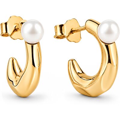 Pandora Cercei rotunzi placați cu aur cu perlă naturală Essence Shine 263261C01 Pandora Cercei rotunzi placați cu aur cu perlă naturală Essence Shine 263261C01