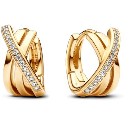 Pandora Cercei rotunzi placați cu aur cu zirconi Pavé 263150C01 Pandora Cercei rotunzi placați cu aur cu zirconi Pavé 263150C01