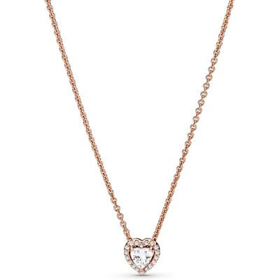 Pandora Colier placat cu aur cu inimă strălucitoare Rose Timeless 388425C01-45 Pandora Colier placat cu aur cu inimă strălucitoare Rose Timeless 388425C01-45
