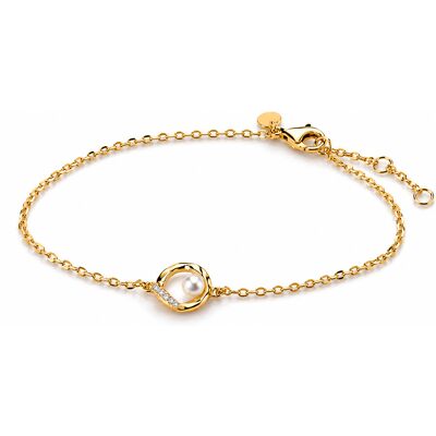 Pandora Brățară placată cu aur cu perlă și zircon Essence Shine 563830C01 20 cm Pandora Brățară placată cu aur cu perlă și zircon Essence Shine 563830C01 20 cm
