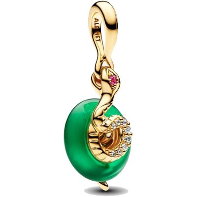 Pandora Pandantiv placat cu aur Șarpe cu sticlă Murano verde Shine 763617C01 Pandora Pandantiv placat cu aur Șarpe cu sticlă Murano verde Shine 763617C01
