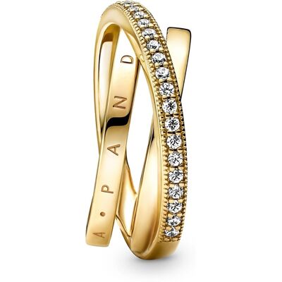 Pandora Inel împletit placat cu aur cu zirconi Pavé 169057C01 54 mm Pandora Inel împletit placat cu aur cu zirconi Pavé 169057C01 54 mm