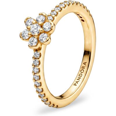 Pandora Inel placat cu aur Floare transparentă Shine Timeless 164499C01 54 mm Pandora Inel placat cu aur Floare transparentă Shine Timeless 164499C01 54 mm
