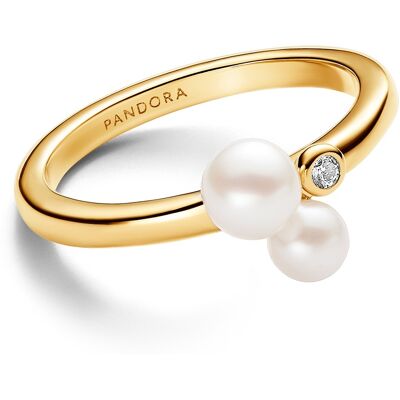 Pandora Inel placat cu aur cu perle autentice Timeless Shine 163156C01 56 mm Pandora Inel placat cu aur cu perle autentice Timeless Shine 163156C01 56 mm