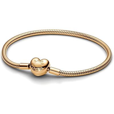 Pandora Brățară romantică placată cu aur cu închidere în formă de inimă Shine Moments 563050C00 20 cm Pandora Brățară romantică placată cu aur cu închidere în formă de inimă Shine Moments 563050C00 20 cm