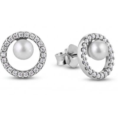 Pandora Cercei strălucitori din argint cu perle autentice Timeless 293154C01 Pandora Cercei strălucitori din argint cu perle autentice Timeless 293154C01