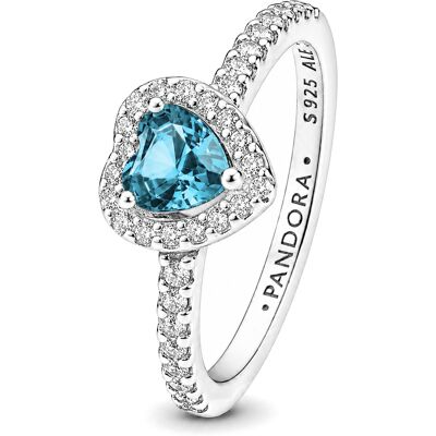 Pandora Inel din argint cu inimă albastră deschisă Timeless 198421C10 58 mm Pandora Inel din argint cu inimă albastră deschisă Timeless 198421C10 58 mm