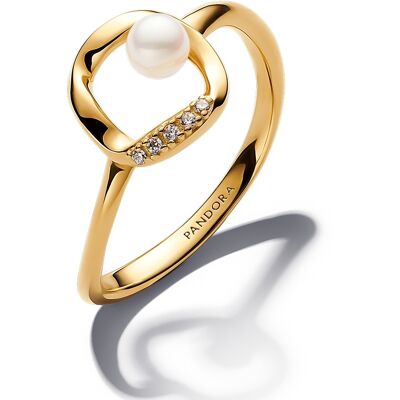 Pandora Inel elegant placat cu aur cu zircon și perlă Essence Shine 163831C01 52 mm Pandora Inel elegant placat cu aur cu zircon și perlă Essence Shine 163831C01 52 mm