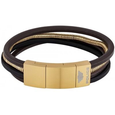 Police Brățară multistratificată din piele pentru bărbați PJ26551BSG.02 Police Brățară multistratificată din piele pentru bărbați PJ26551BSG.02