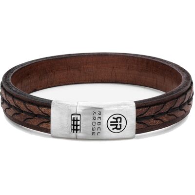 Rebel&Rose Brățară din piele pentru bărbați Stranded Cognac RR-L0079-S 19 cm - L Rebel&Rose Brățară din piele pentru bărbați Stranded Cognac RR-L0079-S 19 cm - L