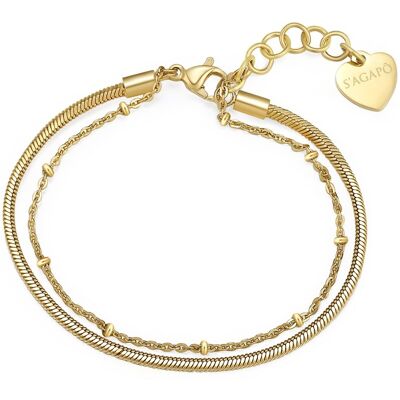 S'Agapõ Brățară dublă placată cu aur Chunky SHK24 S'Agapõ Brățară dublă placată cu aur Chunky SHK24