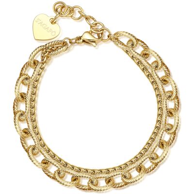 S'Agapõ Brățară dublă sofisticată, placată cu aur Chunky SHK66 S'Agapõ Brățară dublă sofisticată, placată cu aur Chunky SHK66