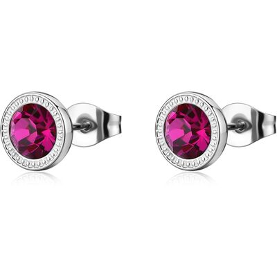 S'Agapõ Cercei tip știft de oțel cu cristal fucsia Lucky Light SKT69 S'Agapõ Cercei tip știft de oțel cu cristal fucsia Lucky Light SKT69