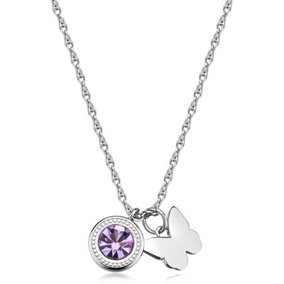 S'Agapõ Colier din oțel cu cristal Fluture Lucky Light SKT57 S'Agapõ Colier din oțel cu cristal Fluture Lucky Light SKT57