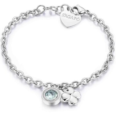 S'Agapõ Brățară din oțel cu cristal cu trifoi Lucky Light SKT12 S'Agapõ Brățară din oțel cu cristal cu trifoi Lucky Light SKT12