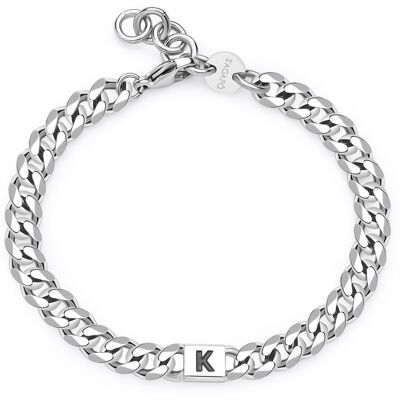 S'Agapõ Brățară din oțel pentru bărbați cu litera K Monogramă SMG21 S'Agapõ Brățară din oțel pentru bărbați cu litera K Monogramă SMG21