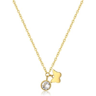 S'Agapõ Colier placat cu aur cu cristal și fluture Lucky Light SKT26 S'Agapõ Colier placat cu aur cu cristal și fluture Lucky Light SKT26
