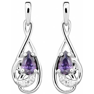 Silver Cat Cercei fashion cu zircon ametist SC403 Silver Cat Cercei fashion cu zircon ametist SC403