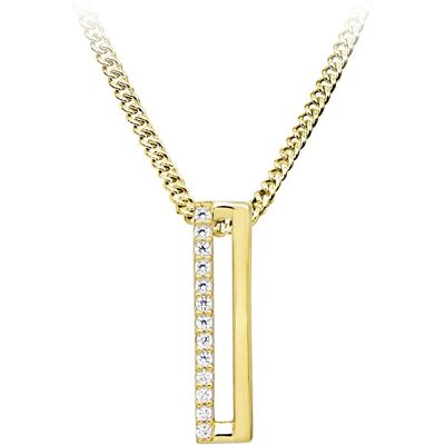 Silver Cat Colier minimalist placat cu aur cu pietre de zircon SC539 (lănțișor, pandantiv) Silver Cat Colier minimalist placat cu aur cu pietre de zircon SC539 (lănțișor, pandantiv)