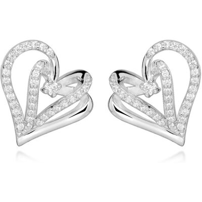 Silver Cat Cercei inimioare cu zirconii cubice Love & Infinity SC604 Silver Cat Cercei inimioare cu zirconii cubice Love & Infinity SC604