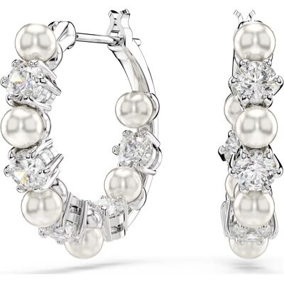 Swarovski Cercei rotunzi cu perle de cristal și zirconiu cubic Matrix 5709256 Swarovski Cercei rotunzi cu perle de cristal și zirconiu cubic Matrix 5709256