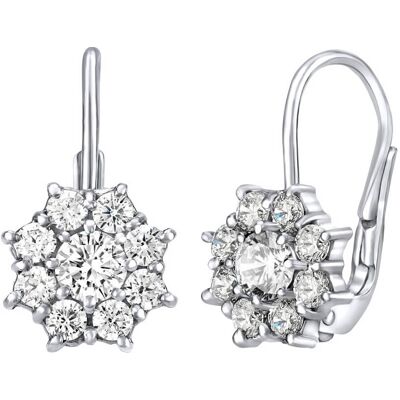Silvego Cercei din argint Flori cu zirconii Swarovski SILVEGO31572W Silvego Cercei din argint Flori cu zirconii Swarovski SILVEGO31572W