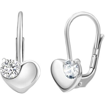 Silvego Cercei blânzi, inimă argintie cu zirconii Swarovski limpezi SILVEGO70462s Silvego Cercei blânzi, inimă argintie cu zirconii Swarovski limpezi SILVEGO70462s