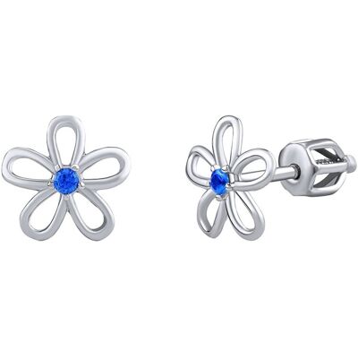 Silvego Cercei din argint - floare cu zircon albastru pe șurub SILVEGOB31857SBDB Silvego Cercei din argint - floare cu zircon albastru pe șurub SILVEGOB31857SBDB