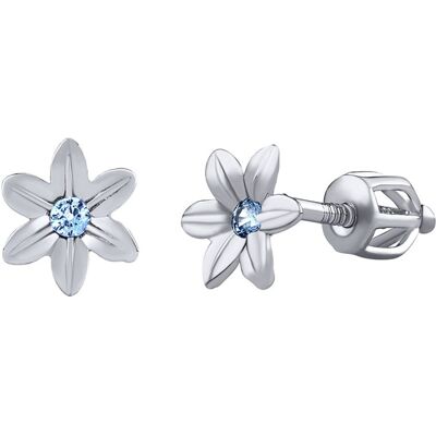 Silvego Cercei argintii floricele frumusețe cu strălucirea Zirconului albastru SILVEGOB70449BDSLB Silvego Cercei argintii floricele frumusețe cu strălucirea Zirconului albastru SILVEGOB70449BDSLB