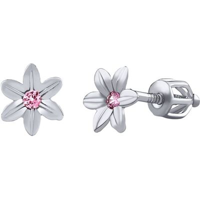 Silvego Cercei argintii floricele frumusețe cu Zircon roz SILVEGOB70449BDSP Silvego Cercei argintii floricele frumusețe cu Zircon roz SILVEGOB70449BDSP