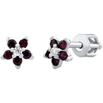 Silvego Cercei argintii floricele Saskia cu rubin sintetic și briliance Zircon SILVEGOB70459BDR Silvego Cercei argintii floricele Saskia cu rubin sintetic și briliance Zircon SILVEGOB70459BDR