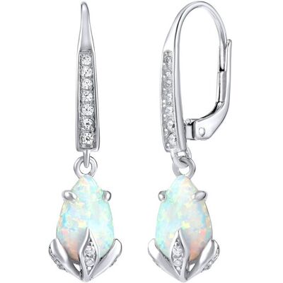 Silvego Cercei din argint cu opal sintetic alb JJJE1267W Silvego Cercei din argint cu opal sintetic alb JJJE1267W