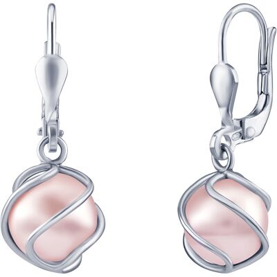 Silvego Cercei de argint cu perla roz Swarovski® SILVEGOB31644SWP Silvego Cercei de argint cu perla roz Swarovski® SILVEGOB31644SWP