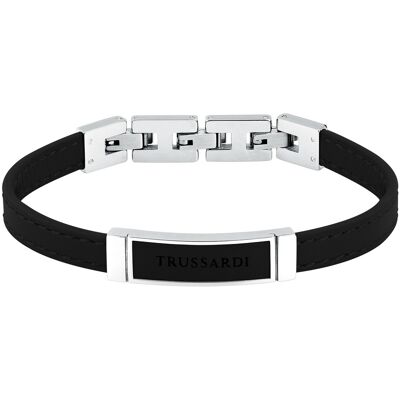 Trussardi Brățară din piele neagră pentru bărbați T-Leather TJAXZ05 Trussardi Brățară din piele neagră pentru bărbați T-Leather TJAXZ05