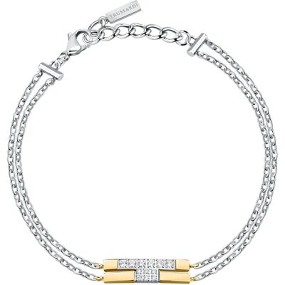 Trussardi Brățară dublă din oțel bicolor cu zirconi T-Logo TJAXC27 Trussardi Brățară dublă din oțel bicolor cu zirconi T-Logo TJAXC27