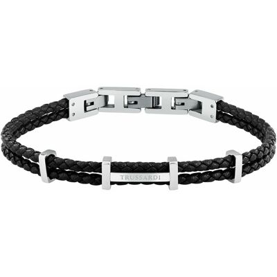 Trussardi Brățară pentru bărbați din piele neagră împletită T-Leather TJAXZ13 Trussardi Brățară pentru bărbați din piele neagră împletită T-Leather TJAXZ13