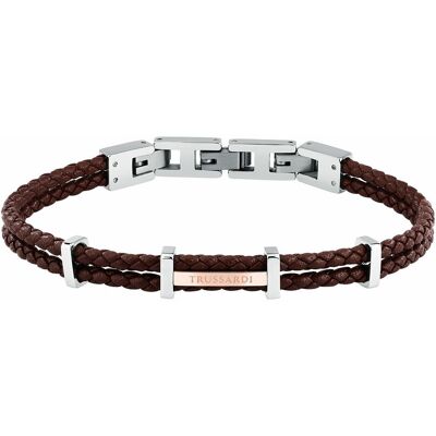 Trussardi Brățară pentru bărbați din piele maro împletită T-Leather TJAXZ12 Trussardi Brățară pentru bărbați din piele maro împletită T-Leather TJAXZ12