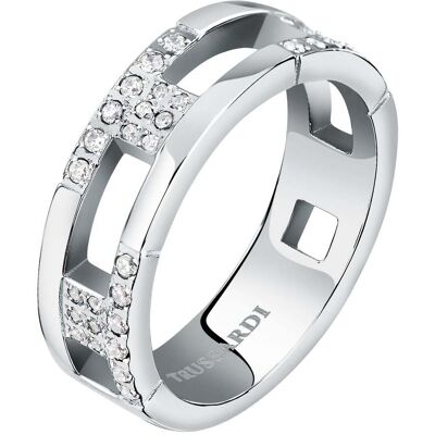Trussardi Inel elegant din oțel cu zirconi T-Logo TJAXC40 56 mm Trussardi Inel elegant din oțel cu zirconi T-Logo TJAXC40 56 mm