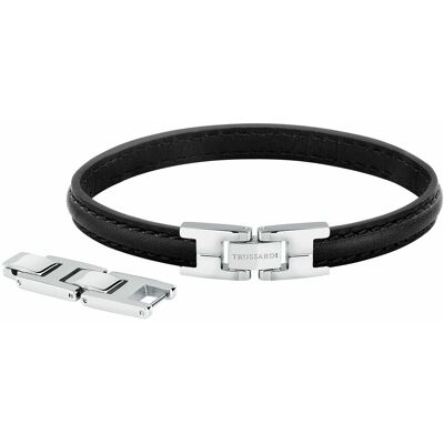 Trussardi Brățară stilată neagră din piele T-Leather TJAXZ03 Trussardi Brățară stilată neagră din piele T-Leather TJAXZ03