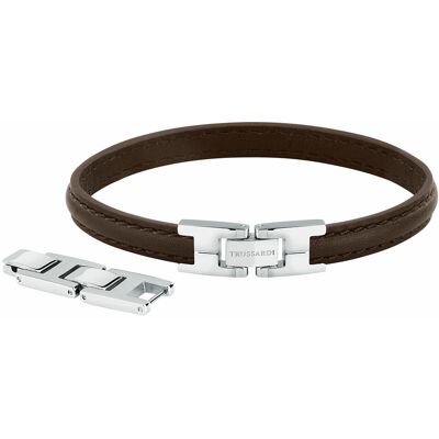 Trussardi Brățară elegantă din piele de culoare maro închis T-Leather TJAXV21 Trussardi Brățară elegantă din piele de culoare maro închis T-Leather TJAXV21
