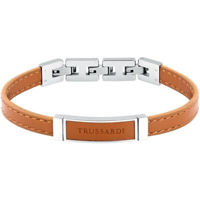 Trussardi Brățară maro deschis din piele pentru bărbați T-Leather TJAXZ04 Trussardi Brățară maro deschis din piele pentru bărbați T-Leather TJAXZ04