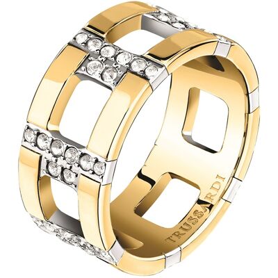 Trussardi Inel distinctiv placat cu aur cu zirconi T-Logo TJAXC38 58 mm Trussardi Inel distinctiv placat cu aur cu zirconi T-Logo TJAXC38 58 mm