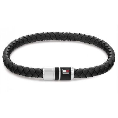 Tommy Hilfiger Brățară din piele neagră cu fermoar din oțel 2790293 Tommy Hilfiger Brățară din piele neagră cu fermoar din oțel 2790293