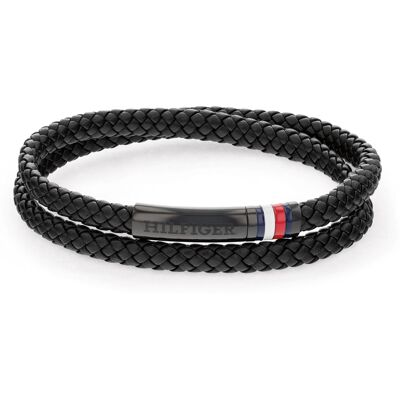 Tommy Hilfiger Brățară din piele neagră cu fixare de oțel 2790552 Tommy Hilfiger Brățară din piele neagră cu fixare de oțel 2790552