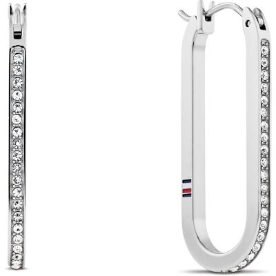 Tommy Hilfiger Cercei ovali din oțel cu cristale Dog Tag 2780865 Tommy Hilfiger Cercei ovali din oțel cu cristale Dog Tag 2780865