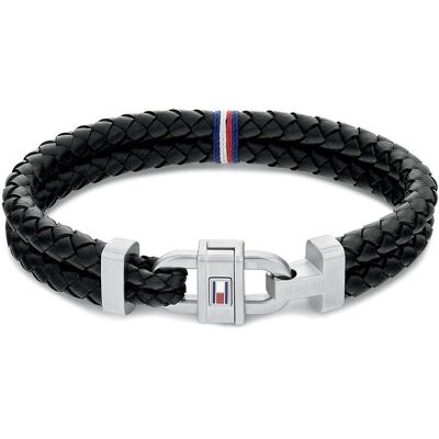 Tommy Hilfiger Brățară stilată din piele cu ornament din oțel 2790361 Tommy Hilfiger Brățară stilată din piele cu ornament din oțel 2790361